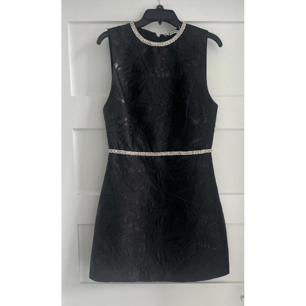 $695 Alice + Olivia Ellis Embellished Mini Black Sleeveless Dress Size 10 - Picture 3 of 14